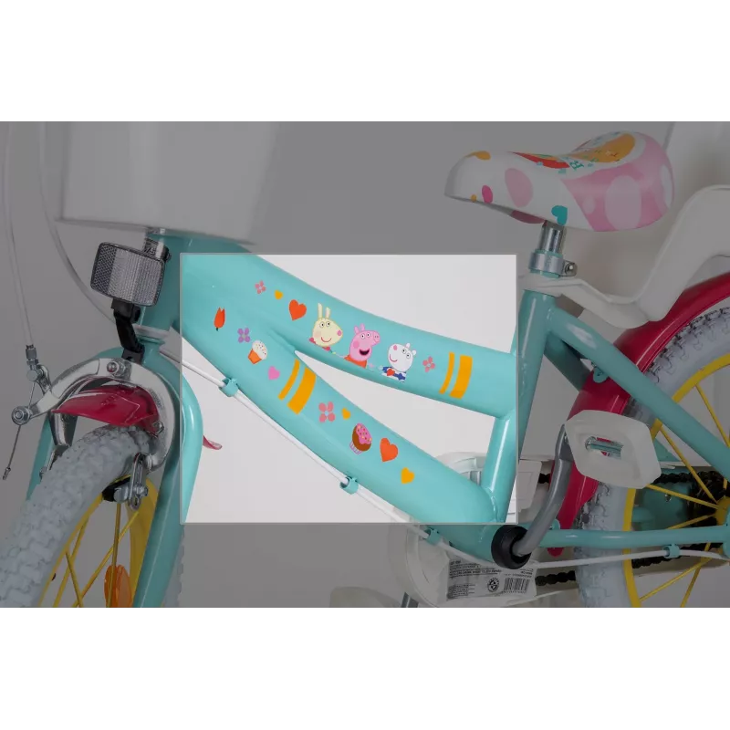 Bicicleta infantil Toimsa TOI1698 16 polegadas com gráficos Peppa Pig, adequada para idade 3–6
