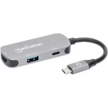 Docking station e replicador de portas para portátil Manhattan 130707 com fios USB 3.2 Gen 1 (3.1 Gen 1) Type-C alumínio (130707)