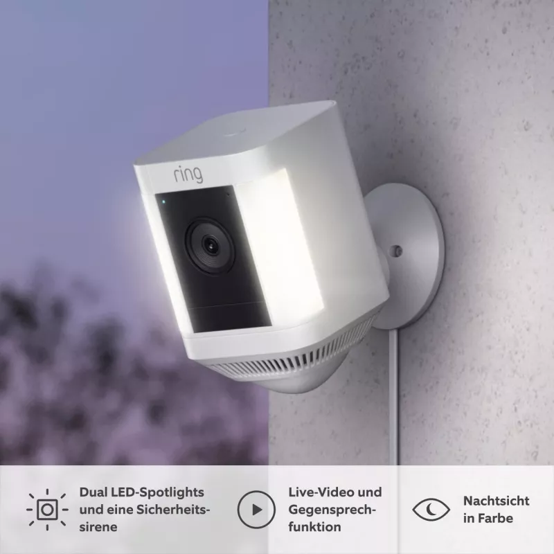 Câmara de vigilância de rede Ring Spotlight Cam Plus Plug-In para exterior