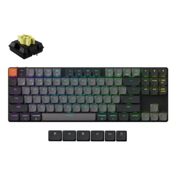 Teclado mecânico 80% Keychron K1X-B4 — USB + Bluetooth, QWERTY Inglês, 87 teclas, retroiluminação RGB, cinzento