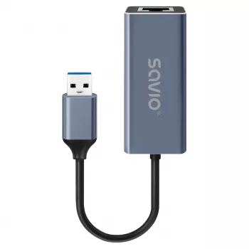 Adaptador de interface de rede SAVIO AK-83 USB Type-A para ficha RJ-45, 5 Gbit/s, preto