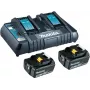 Makita - Carregador de bateria + 2x bateria - Li-Ion - 5 Ah - 2x carregamento de bateria (199482-2)