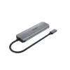 Hub USB Unitek P5+ — 5 portas (4 × USB 3.2 Gen 2 Type-A), host USB 3.2 Gen 1, 5 Gbit/s, 10 W PD, alumínio, cinzento
