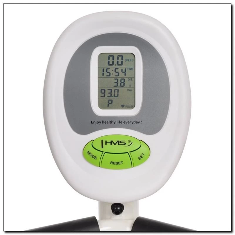 Bicicleta estática magnética horizontal branca e verde HMS R9259
