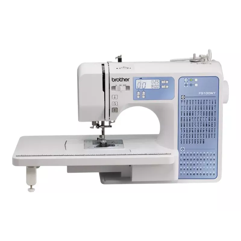 Máquina de costura Brother FS100WT — 100 padrões de ponto, 850 SPM, largura de ponto de 7 mm, enfiador de agulha automático, LCD