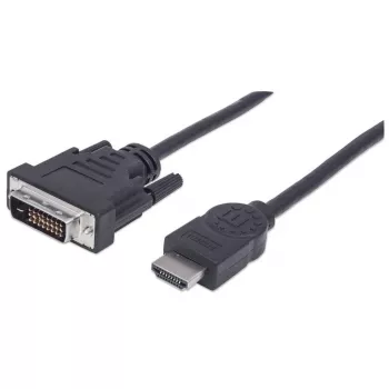 Cabo Manhattan HDMI para DVI-D 24+1, 1,8 m, ficha macho para ficha macho, preto, equivalente a HDMIDVIMM6, Dual Link, compatível com DVD-D, garantia vitalícia, saco de plástico