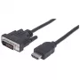Cabo Manhattan HDMI para DVI-D 24+1, 1,8 m, ficha macho para ficha macho, preto, equivalente a HDMIDVIMM6, Dual Link, compatível com DVD-D, garantia vitalícia, saco de plástico
