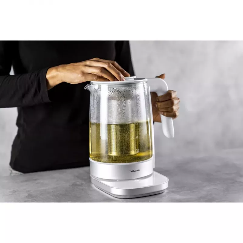 Chaleira elétrica ZWILLING 1,7 l 1850 W, corpo em vidro, branca