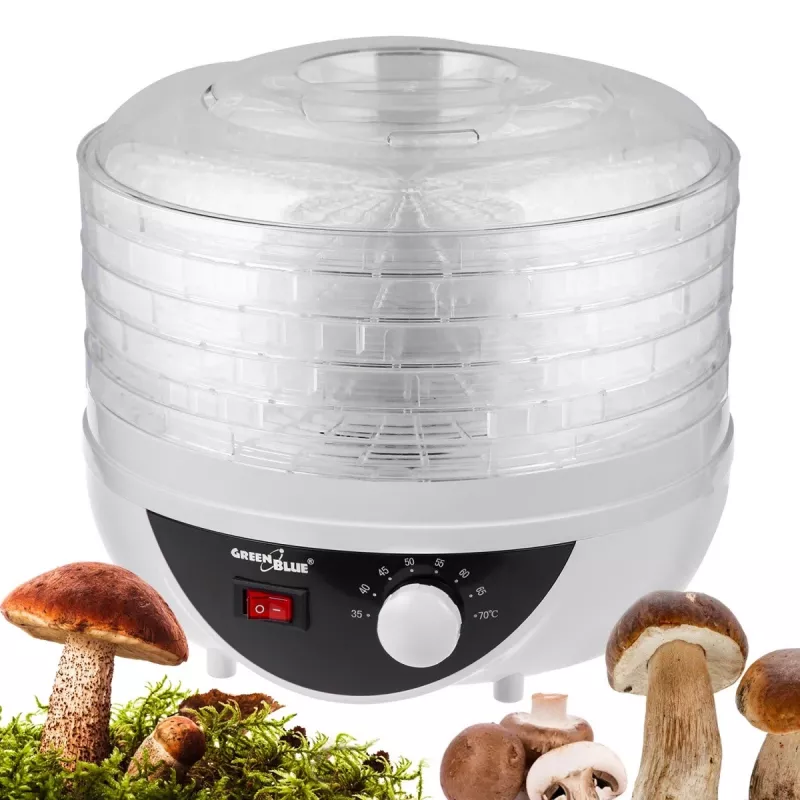 Desidratador de cogumelos, legumes e fruta GreenBlue, potência 250W, muito silencioso, 5 crivos, GB195