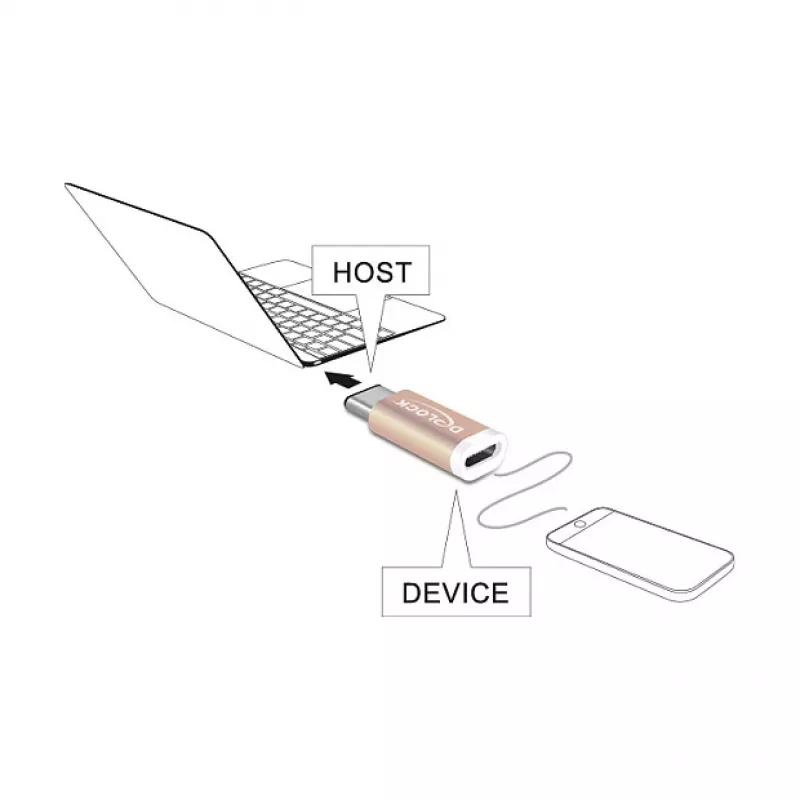Adaptador USB DeLOCK 65677 USB 2.0-C para Micro-B
