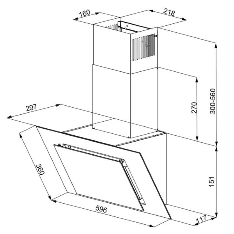 Exaustor de parede vertical Eco Duo Glass preto