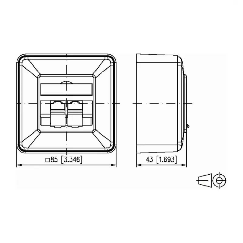 METZ CONNECT BTR IT CONNECT E-DAT C6 8/8(8) AP Cat.6 - Caixa de parede - RJ-45 X 2 - Branco puro, RAL 9010 - 2 portas (1307380002-I)