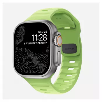 Pulseira Nomad Sport Band verde-clara de borracha — largura 21,5 mm, pulso 160–195 mm
