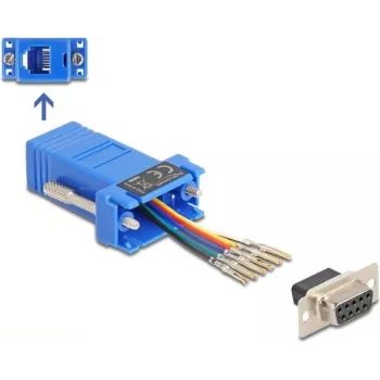 DeLOCK D-Sub 9 fêmea para RJ12 fêmea kit de montagem azul