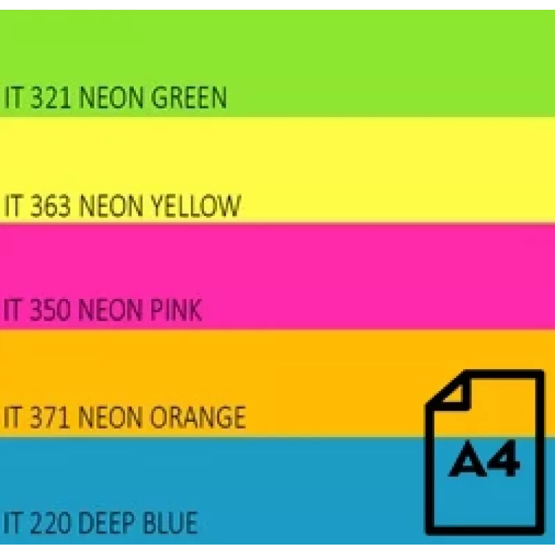 Papel néon colorido Double A, 75 g, A4, 100 folhas, Rainbow 4, 5 cores néon