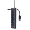 Hub USB Gembird UHB-U3P7P-01, 7 portas USB 3.2 Gen 1 (Type-A), cabo de 0,24 m, preto