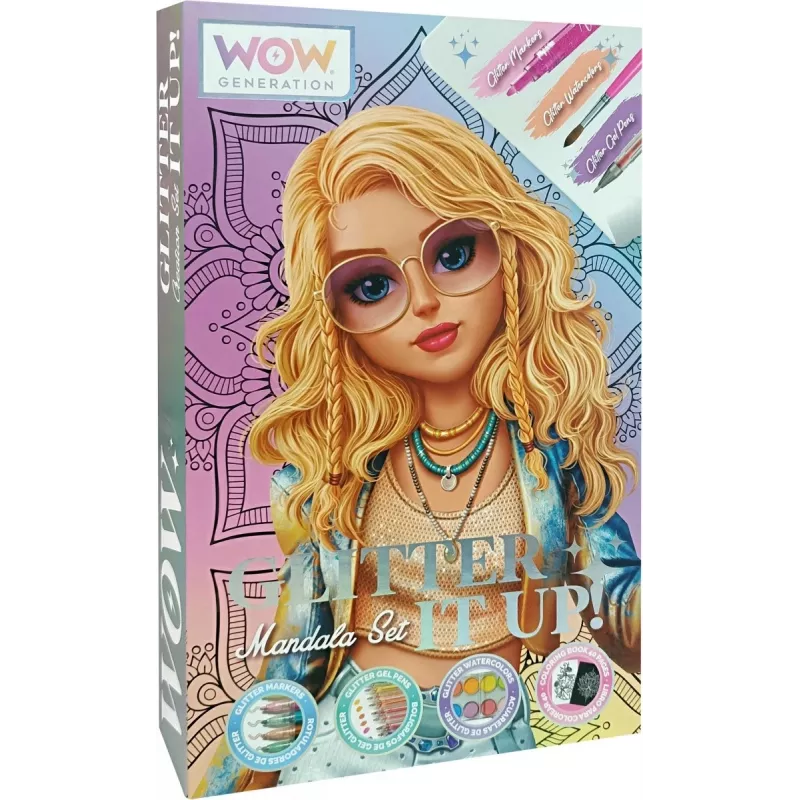 Conjunto criativo de pintura para crianças Euroswan WOW00084 — kit de mandalas com glitter para crianças
