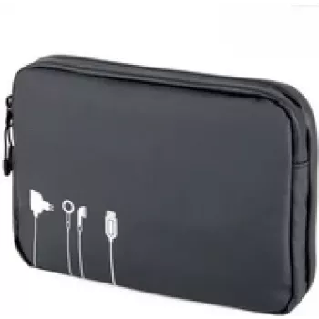 Bolsa técnica compacta TROIKA BBL64/BK – bolsa de acessórios preta robusta para cabos e pequenos gadgets