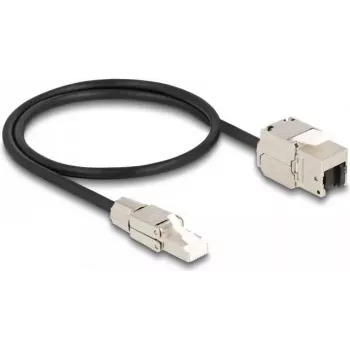 Cabo DeLOCK ficha RJ45 de montagem em campo para módulo Keystone conector fêmea RJ45 Cat.6A 50 cm