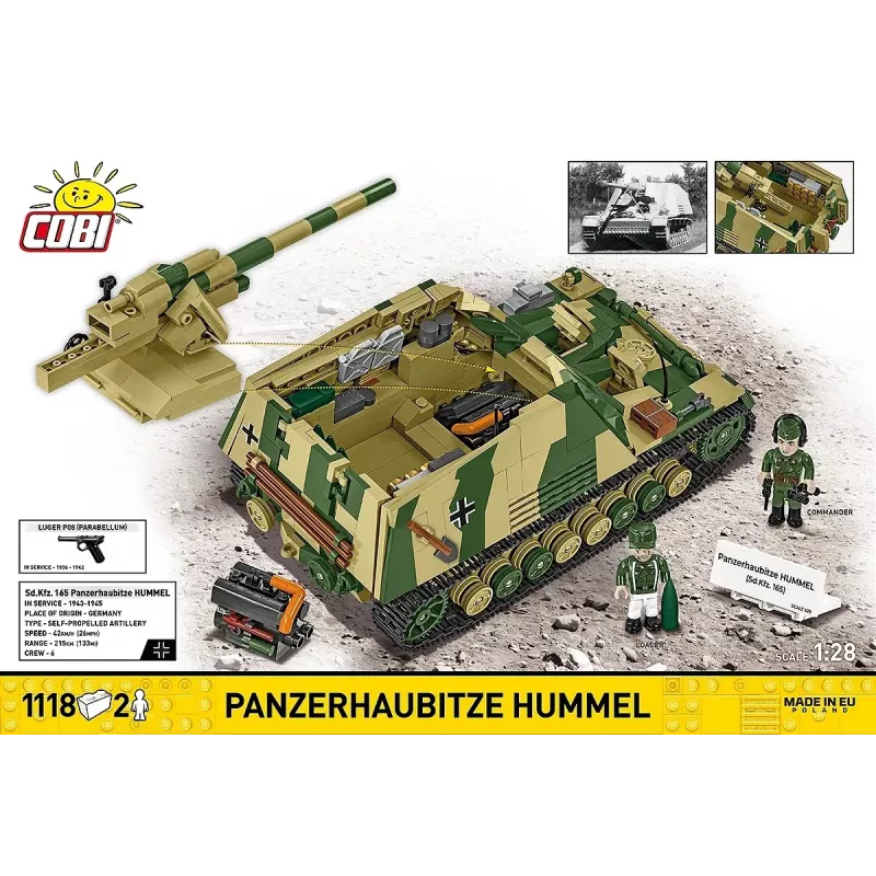 Conjunto de construção Cobi Panzerhaubitze Hummel 1118 peças kit de montagem