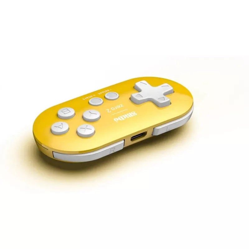 Comando de jogos sem fios 8BitDo Zero 2 amarelo — Bluetooth, tamanho compacto de bolso, RET00221