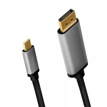 Adaptador de cabo LogiLink CUA0100 DisplayPort USB 3.2 Gen1 Type-C 1,8m preto cinzento