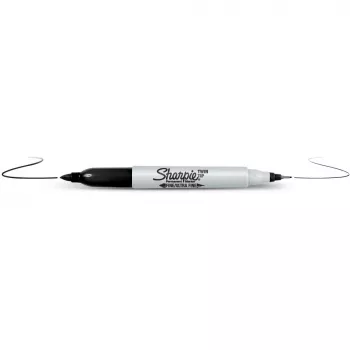Marcador permanente Sharpie Twin Tip ponta fina preto 12 unid.