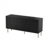Cómoda cama meble JUNGLE 1520×405×745 mm preto mate com pernas douradas, aglomerado