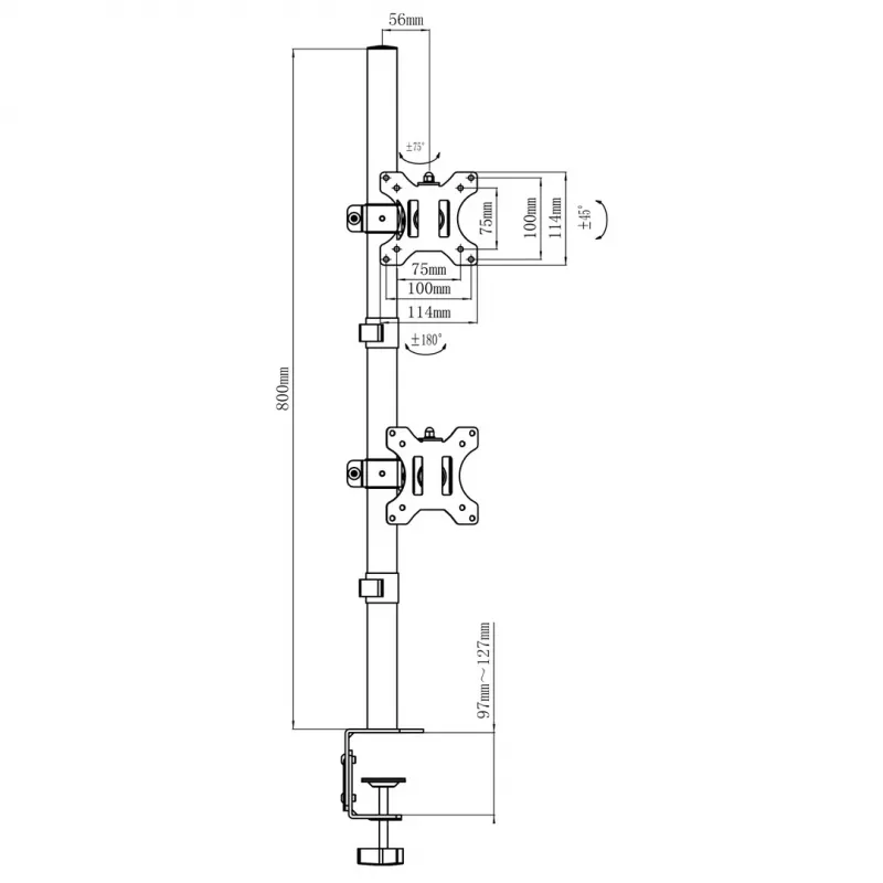 Suporte de TV Maclean 13-27 polegadas MC-966 (mesa, 27), suporte para monitor, Preto