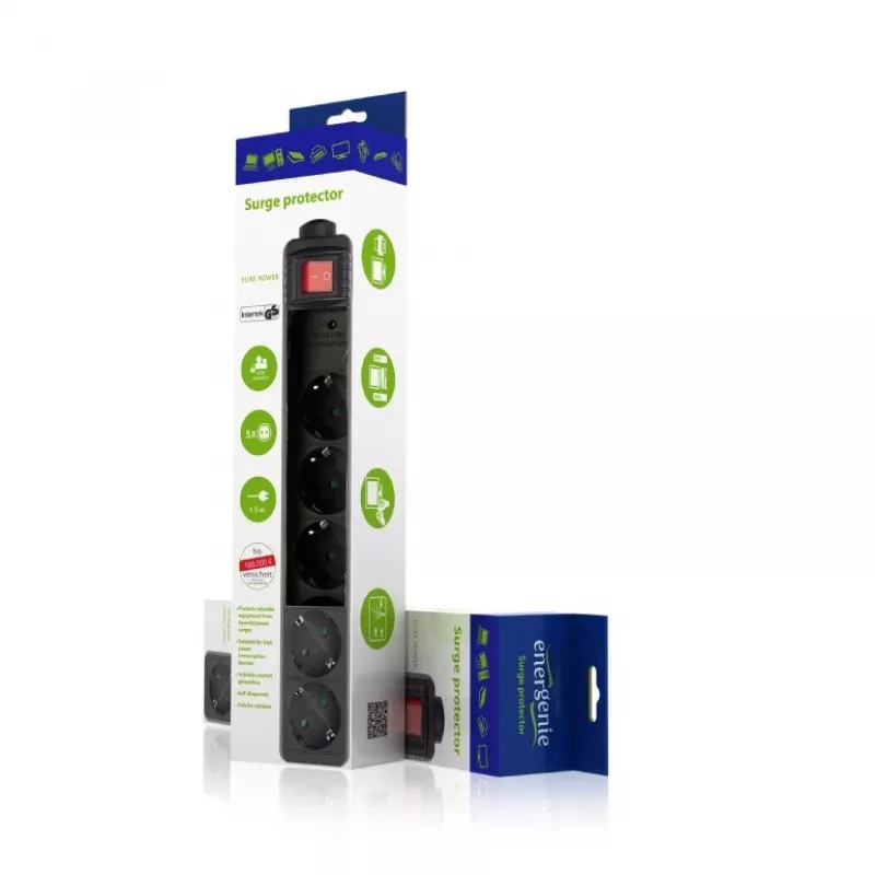 Proteção contra sobretensões Gembird SPG5-C-10 preto 5 tomadas AC 250V 3m