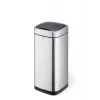 Balde do lixo retangular Durable NO TOUCH 35L aço inoxidável preto prateado