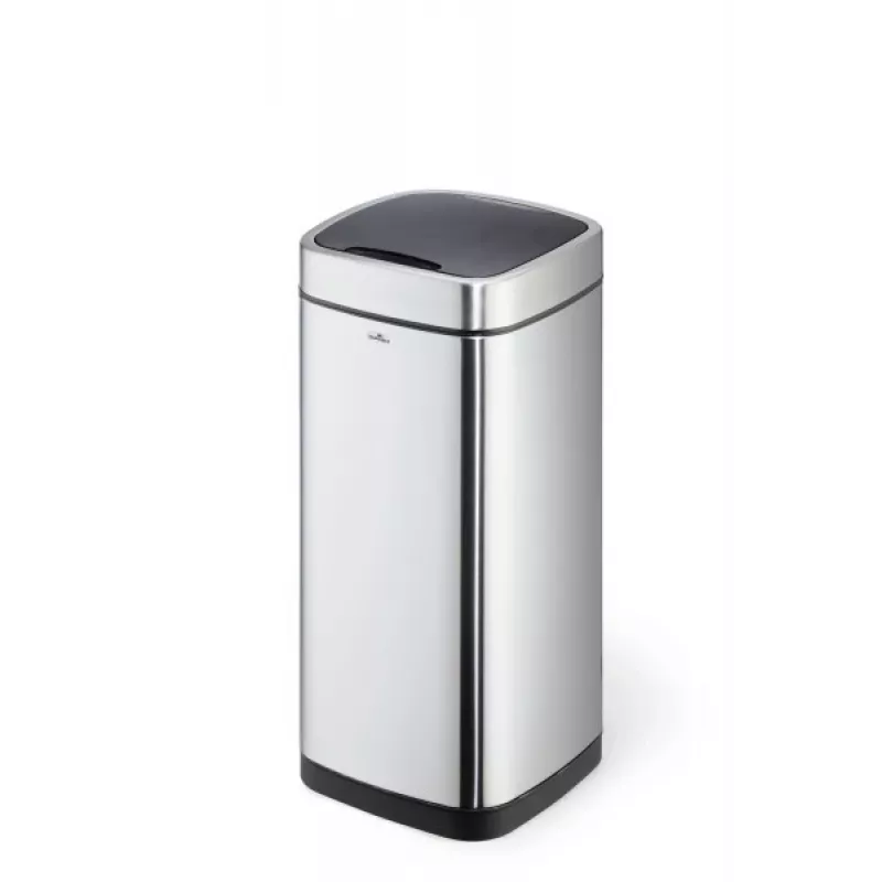 Balde do lixo retangular Durable NO TOUCH 35L aço inoxidável preto prateado