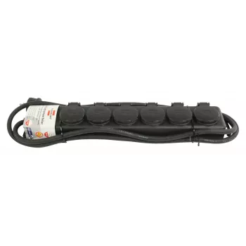 Régua de tomadas IP44 6 tomadas preto 2m H07RN-F 3G1,5 (1159970)