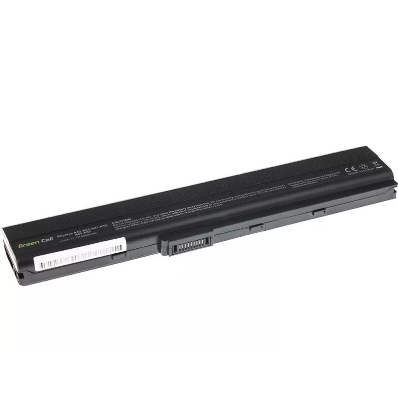 Bateria Green Cell AS02 para ASUS série K52 — Li‑Ion 4400 mAh, 11,1 V, 6 células, preto
