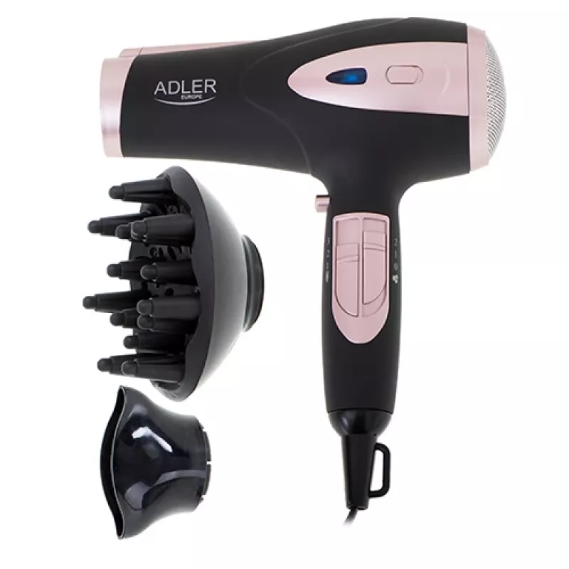 Adler | Secador de cabelo | AD 2248b ION | 2200 W | Número de níveis de temperatura 3 | Função iões | Difusor | Preto/Rosa