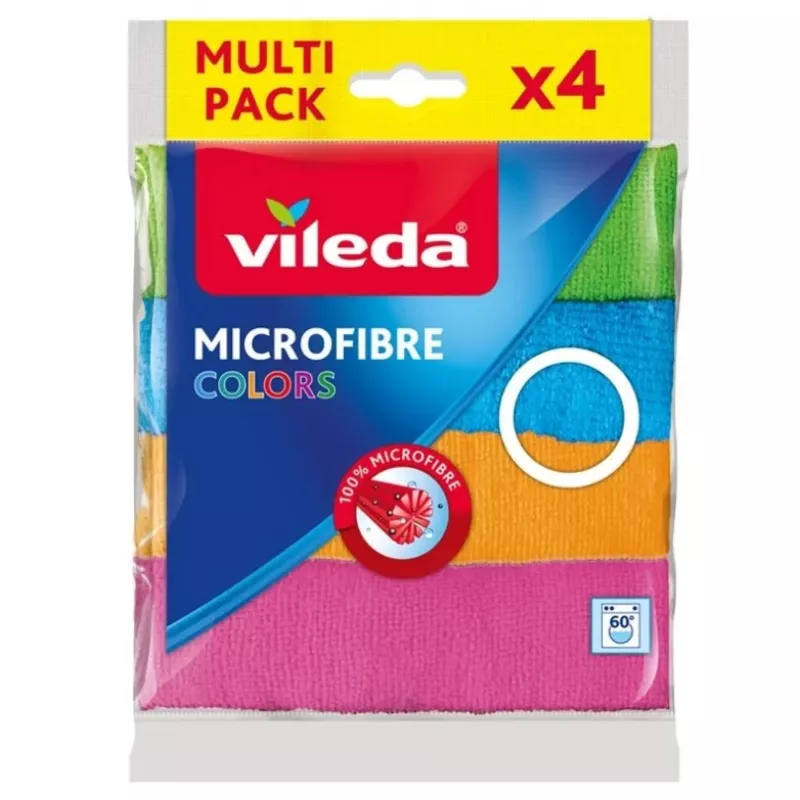 Vileda Microfibre Colors panos de limpeza, multicolor, 4 un.