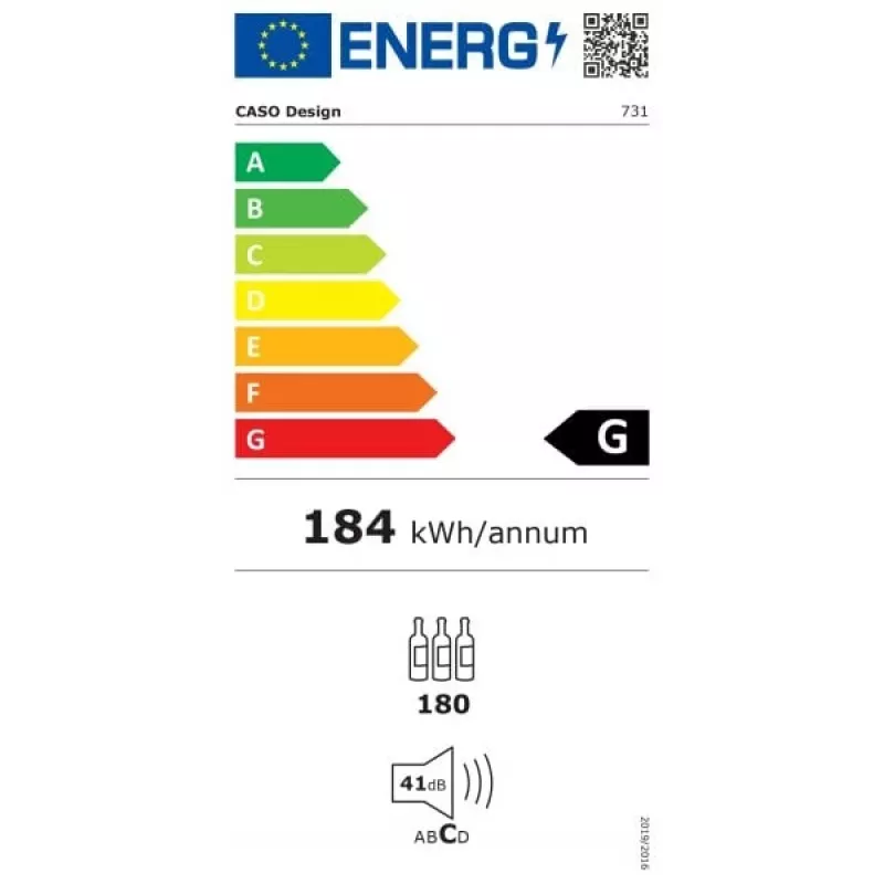 Caso | Garrafeira inteligente | WineExclusive 180 | Classe de eficiência energética G | Garrafeira | Vertical | Capacidade de garrafas 180 garrafas | Tipo de refrigeração tecnologia de compressor | Preto
