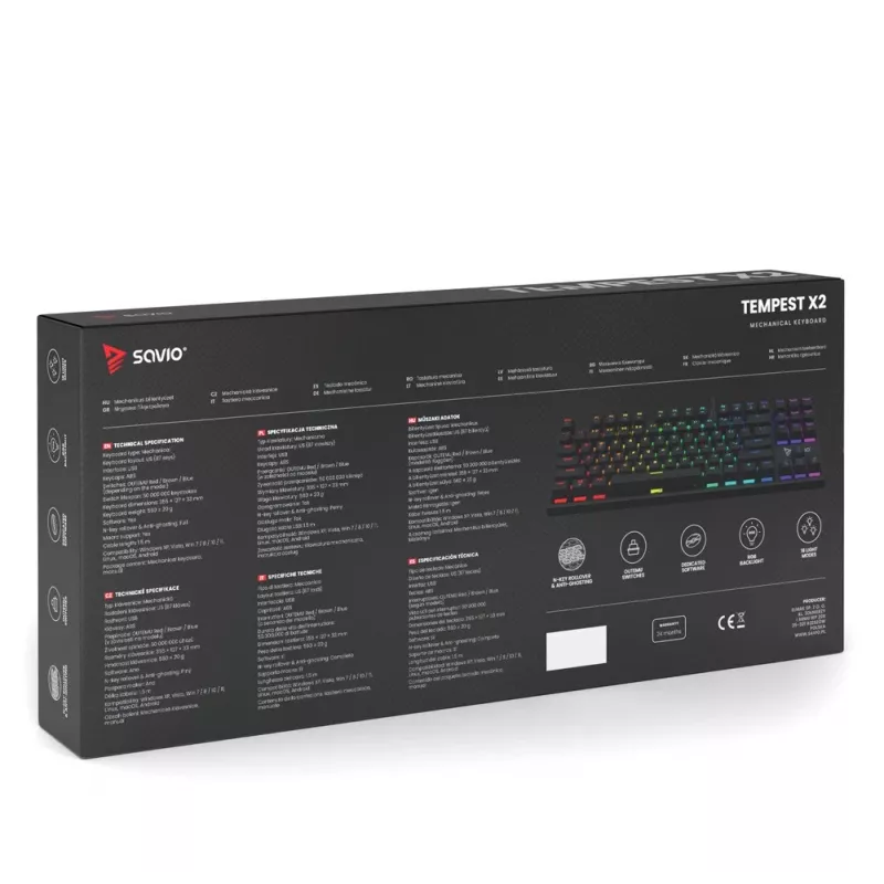 Teclado mecânico Savio RGB Tempest X2 Outemu Brown