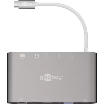 Adaptador multiportas Goobay USB-C™ - All in 1 - alumínio - prateado (62113)