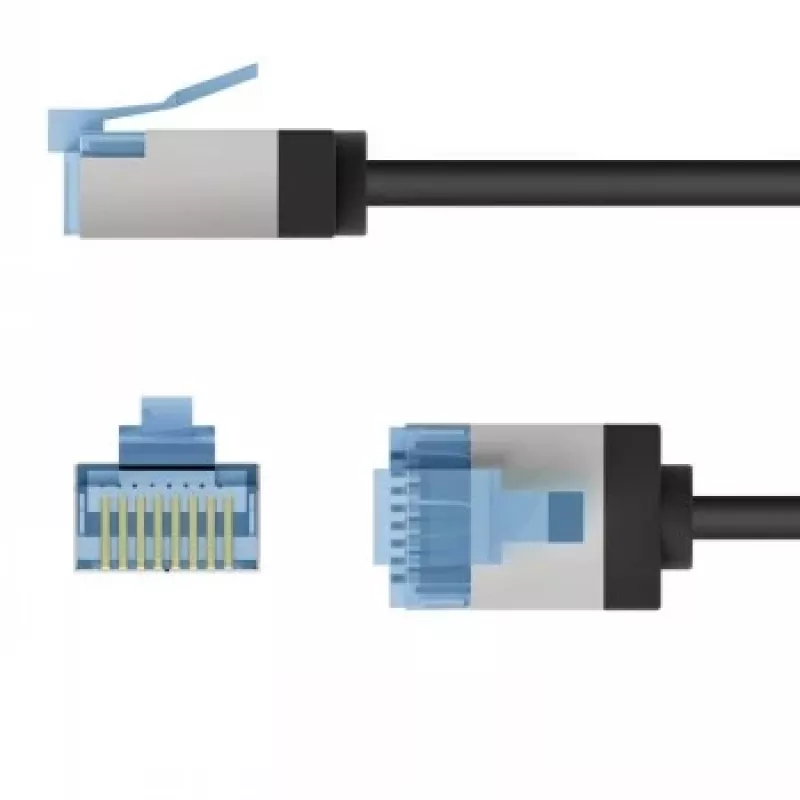 Goobay Cabo de rede CAT 6A ultraflexível fino U/FTP preto - ficha extra curta (74316)