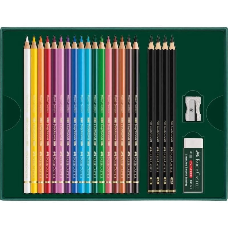 Caneta à base de óleo Faber-Castell Polychromos & Pitt Graphite Matt conjunto 21 unid. multicolor