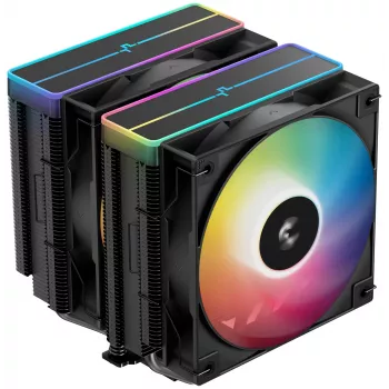 Dissipador de ar DeepCool AG620 BK ARGB V2 — ventoinha dupla 120 mm, 6 heatpipes, suporte LGA 1700/AM4/AM5, preto