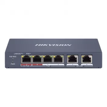 Switch gerido Hikvision DS-3E1106HP-EI 6 portas PoE Fast Ethernet