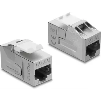 Delock 91122 Acoplador de módulo Keystone RJ45 fêmea para RJ45 fêmea, Cat.6A, blindado