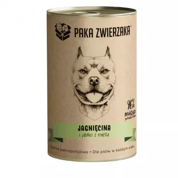 Comida húmida para cães PAKA ZWIERZAKA Cordeiro e Maçã com Menta, 400 g, sem cereais, sem glúten e sem soja