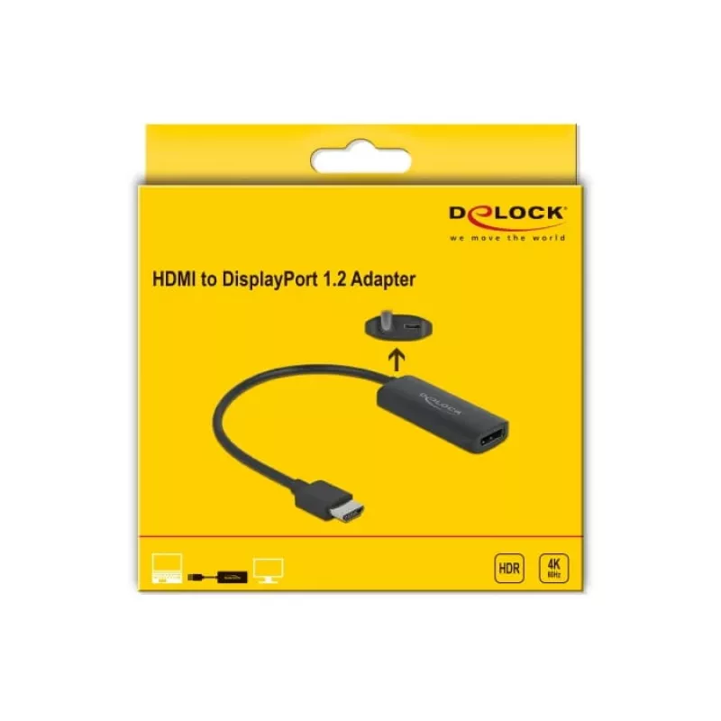 Adaptador HDMI-A macho para DisplayPort fêmea 4K 60 Hz DeLOCK 63206
