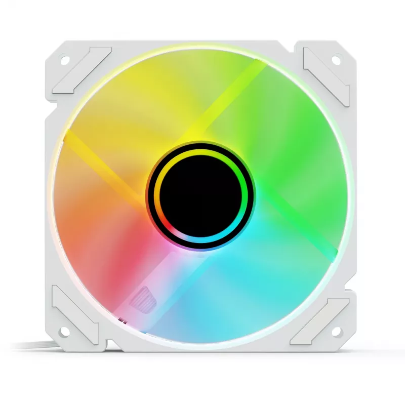Ventoinha de caixa Sharkoon SHARK Mirror RGB PWM REVERSE 120 mm Branco, 500–1500 U/min, 99,52 m³/h, FDB