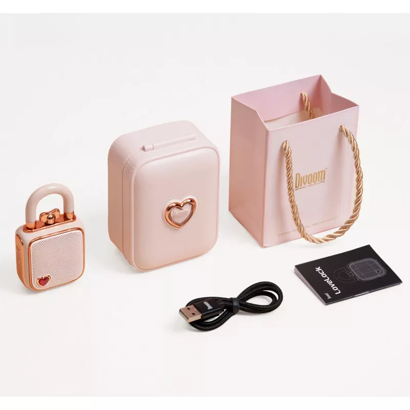 Altifalante mono portátil Divoom LoveLock rosa