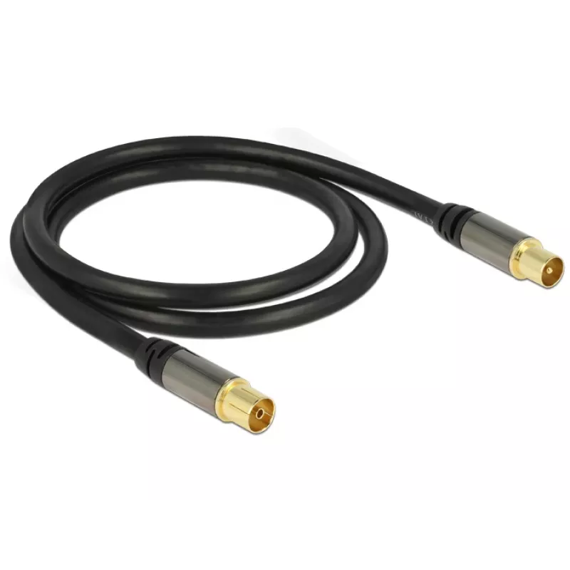Cabo coaxial RG-6/U DeLOCK 88922 1 m IEC preto