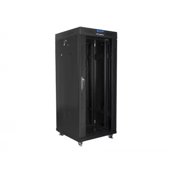 Rack autónomo LANBERG FF01-6627-12BL 19 polegadas 27HE 600x600 mm porta de vidro, capacidade de 800 kg